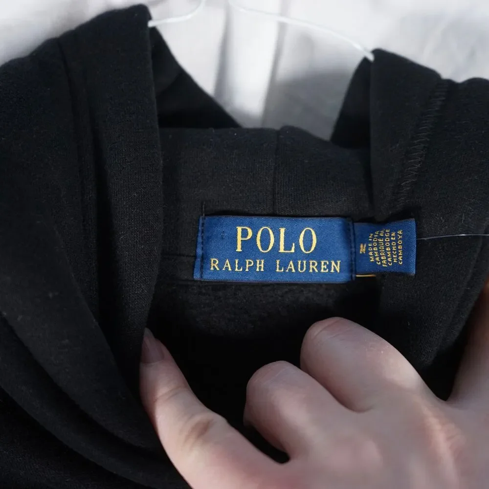 Polo Ralph Lauren Spellout Hoodie NWT Black Gold Embroidered Logo Medium